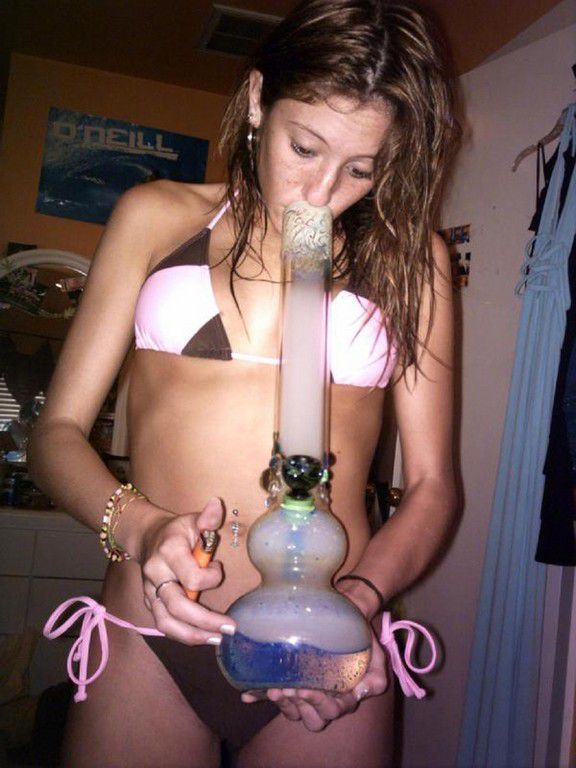 Naked Girl Smoking Bong