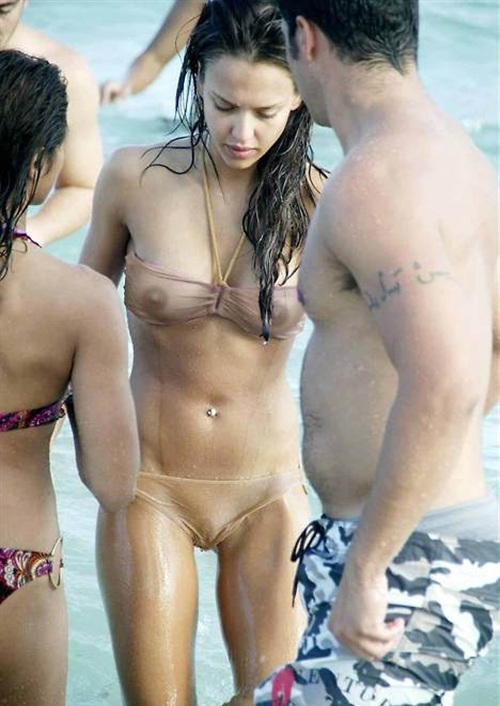 Jessica Alba See Through Bikini