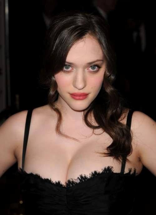 Kat Dennings Showing Boobs In Black Bikini