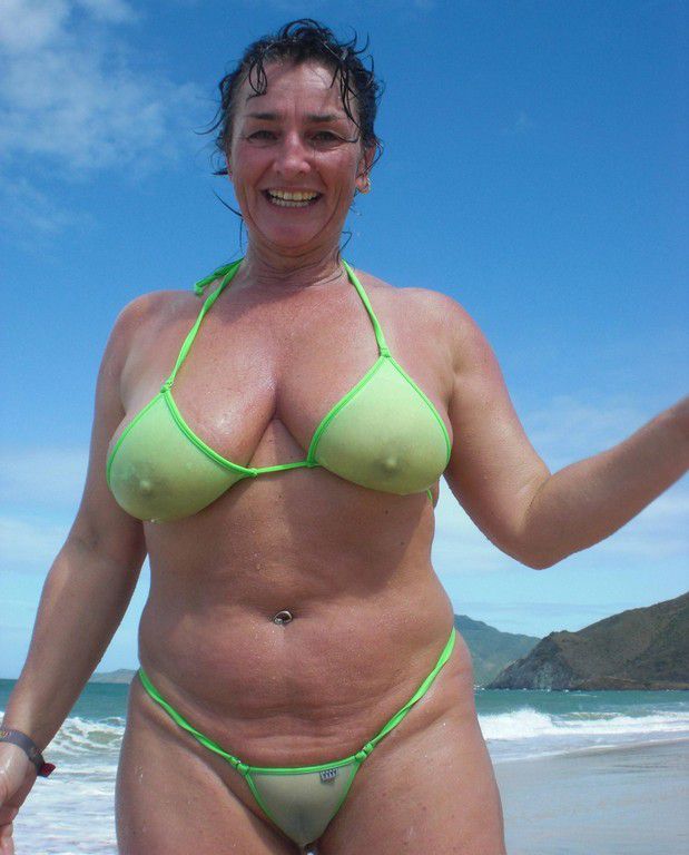 Mature Woman Bikini Beach