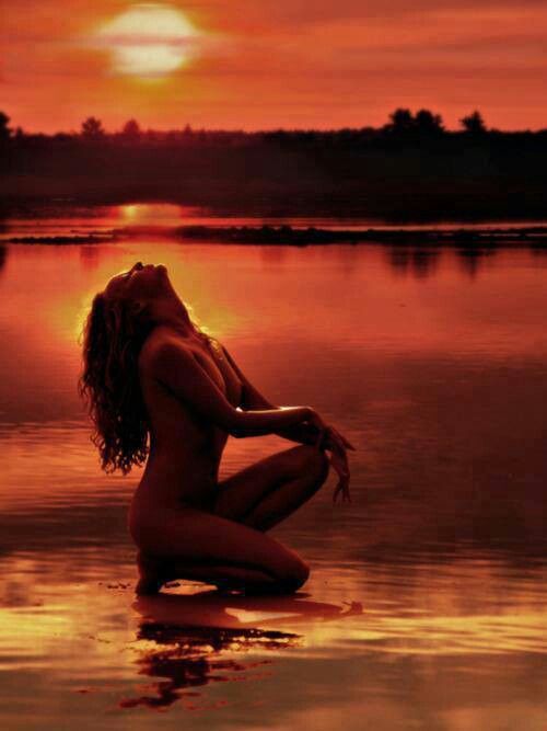 Nude Beach Girl Sunset Silhouette Nude Beach Girl Sunset Silhouette